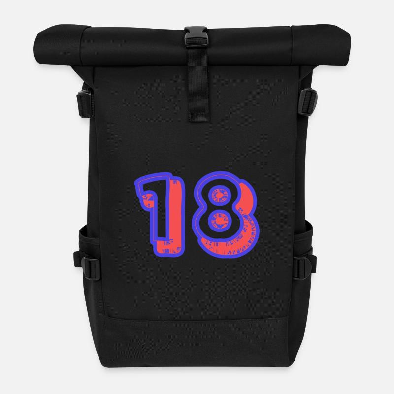 18. 18 ANS. 18e ANNIVERSAIRE. ANNIVERSAIRE 18 ANS. - Sac à dos roll top - noir