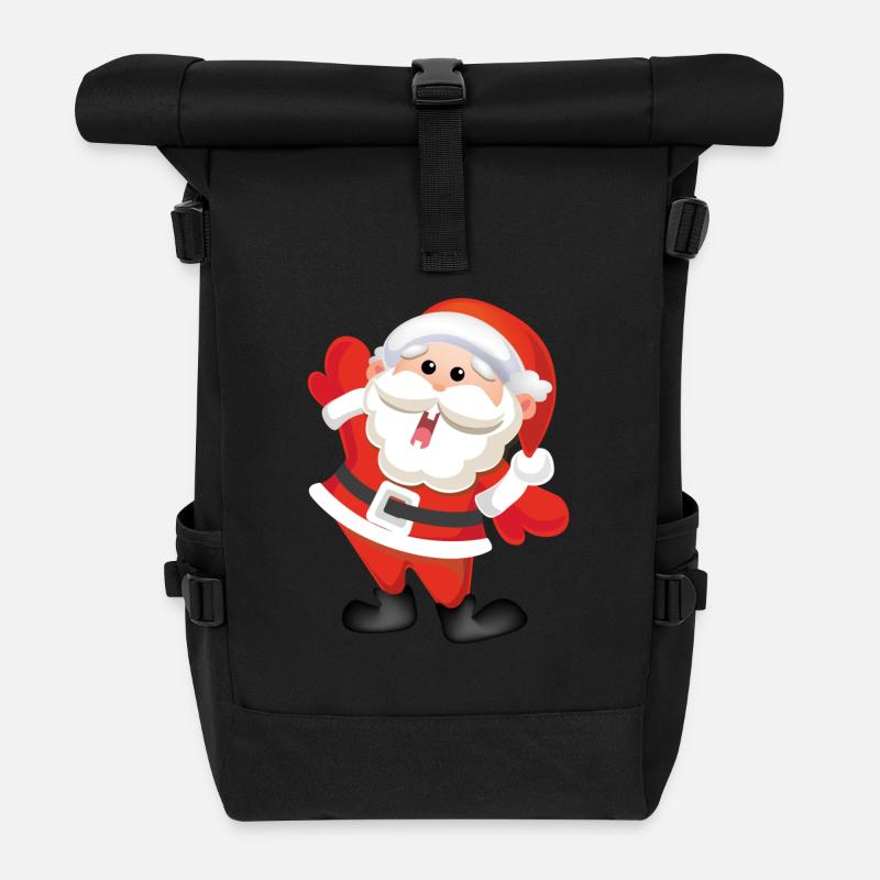 Funny Santa - Roll Top Backpack - black