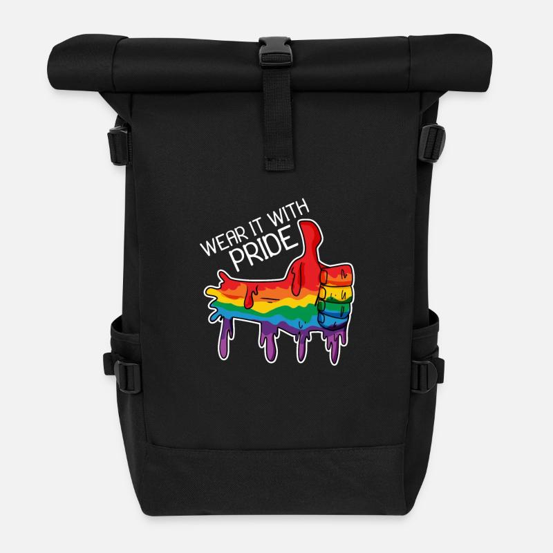 proud gay pride flag rainbow regenbogen schwul - Rolltop Rucksack - Schwarz