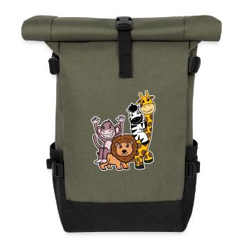Des animaux mignons - Sac à dos roll top - olive/noir - Devant