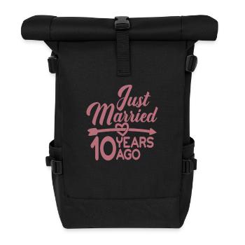 Gerade geheiratet vor 10 Jahren, 10. Hochzeitstag - Rolltop Rucksack - Schwarz - Vorne