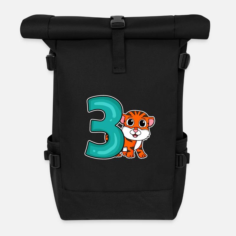 3 Jahre alt - 3. Geburtstag - Kindergeburtstag - Rolltop Rucksack - Schwarz