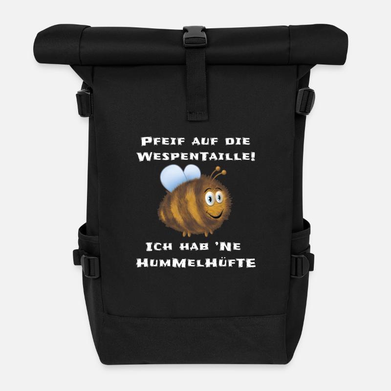 Dicke Hummel Wespentaille Hummelhüfte - Rolltop Rucksack - Schwarz