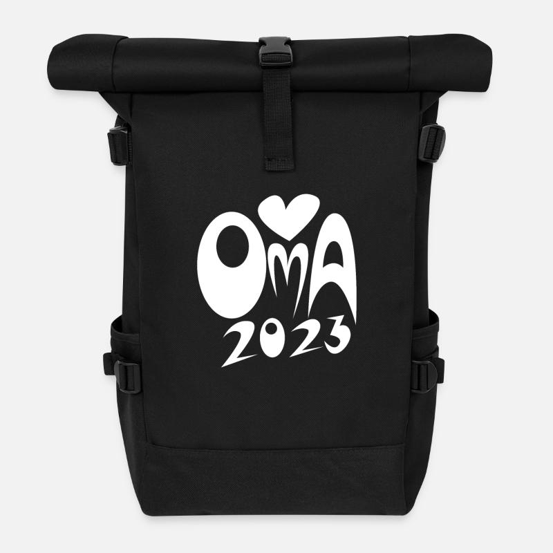Oma 2023 - Werdende Oma 2023 Schwanger - Rolltop Rucksack - Schwarz