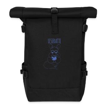 Lesen Leseratte Buch - Rolltop Rucksack - Schwarz - Vorne
