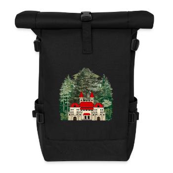 Château, Conte de fées, Château, Forêt, Forteresse, Moyen Âge - Sac à dos roll top - noir - Devant