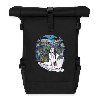 Elf Fairy Nature Fantasy Eggshell Woodland Vintage - Roll Top Backpack - black - Front