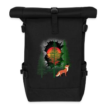 mystique forêt renard renards conte de fées enfants enfant - Sac à dos roll top - noir - Devant
