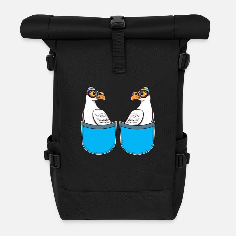 Matrosen Möwen maritim Seemänner - Rolltop Rucksack - Schwarz