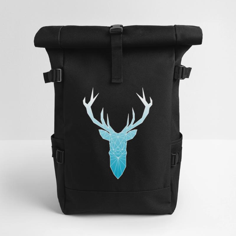 Tête de cerf dans la conception triangle (bleu clair) Sac à dos roll top
