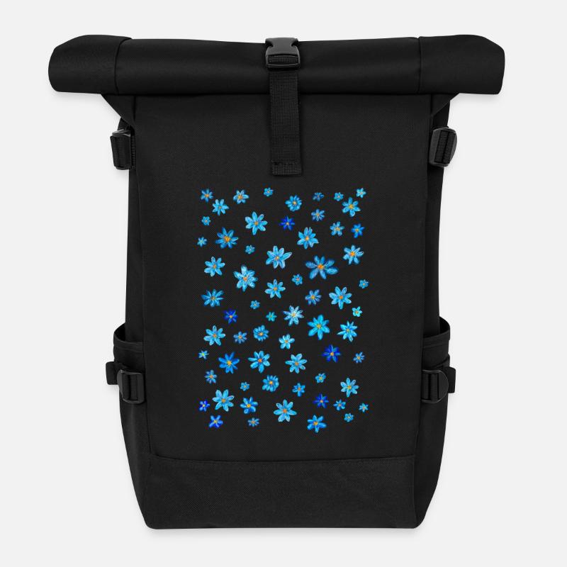 Vergissmeinnicht - Rolltop Rucksack - Schwarz