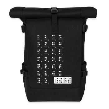 braille wite - Roll Top Backpack - black - Front