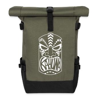 KAHUNA Tiki Kopf - Rolltop Rucksack - Olive/Schwarz - Vorne
