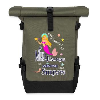 Meerjungfrau - Rolltop Rucksack - Olive/Schwarz - Vorne