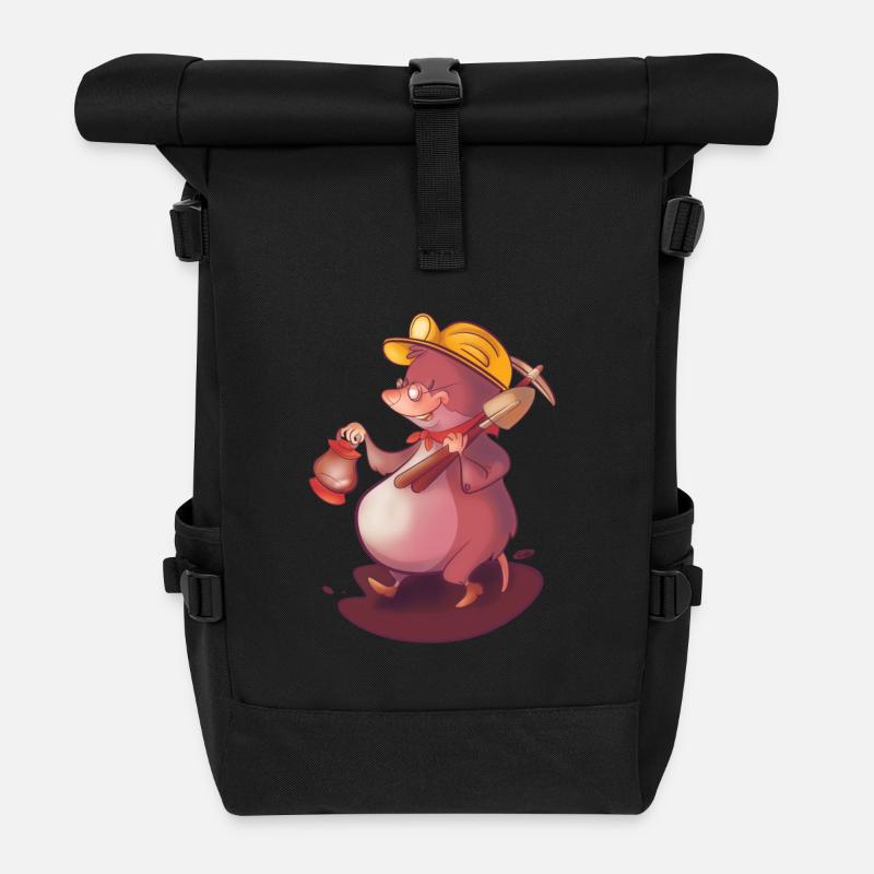 Maulwurf Untertage - Rolltop Rucksack - Schwarz
