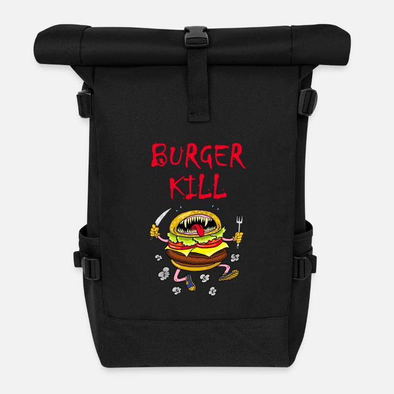 Fleischfresser Hamburger - Rolltop Rucksack - Schwarz