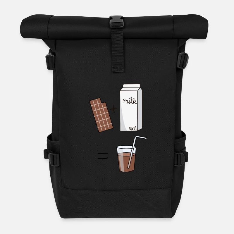 chocolat au lait au lait - Sac à dos roll top - noir