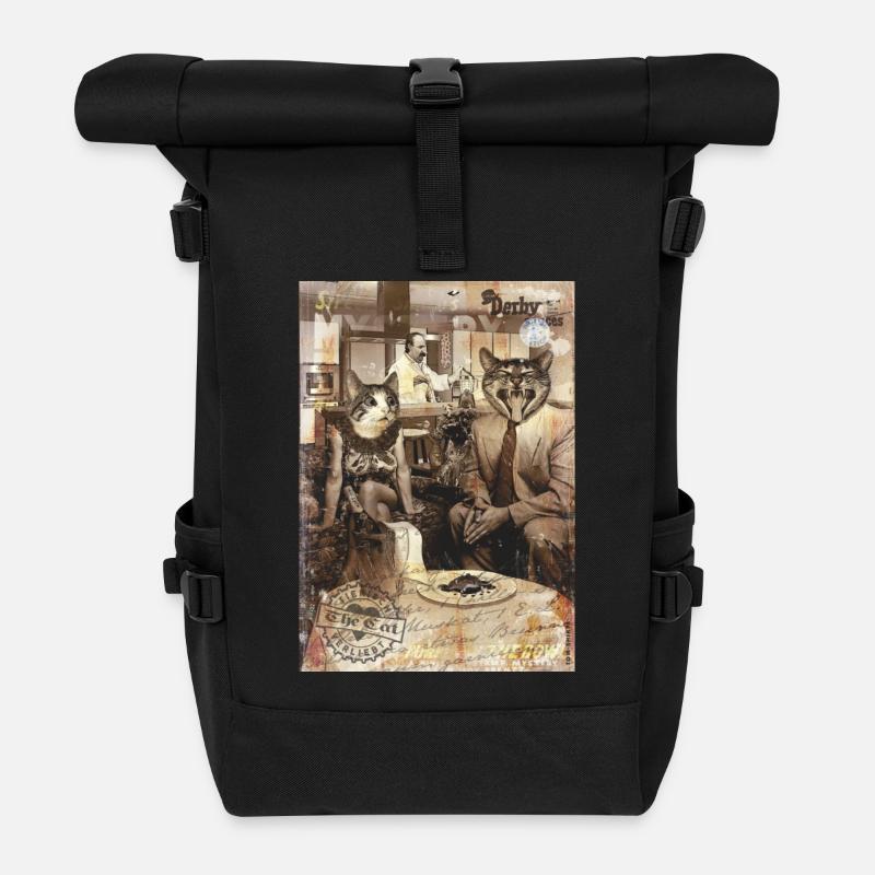 cats/Katzen - Rolltop Rucksack - Schwarz
