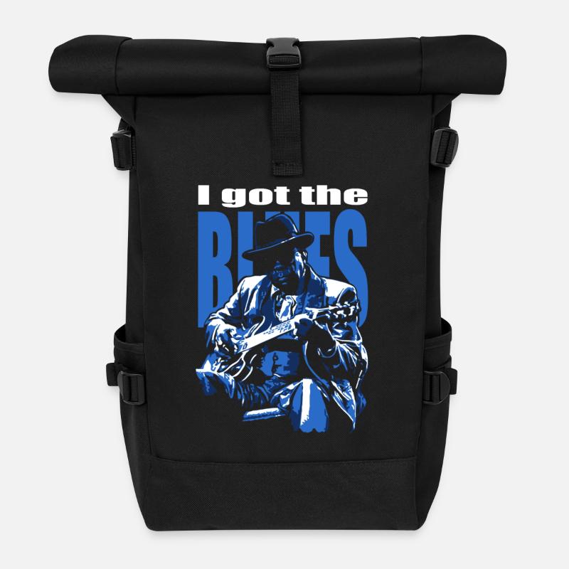 I got the blues - Roll Top Backpack - black