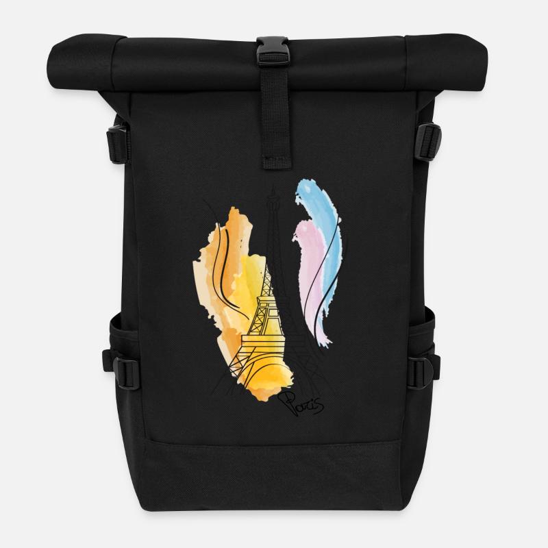 Eiffelturm Zeichnung - Rolltop Rucksack - Schwarz