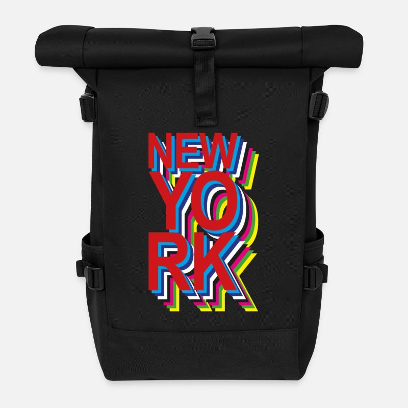 New York - Rolltop Rucksack - Schwarz