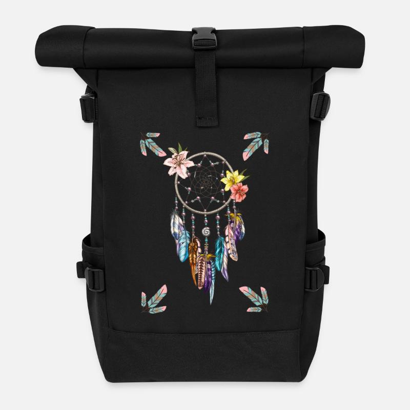 Traumfänger, Style - Rolltop Rucksack - Schwarz