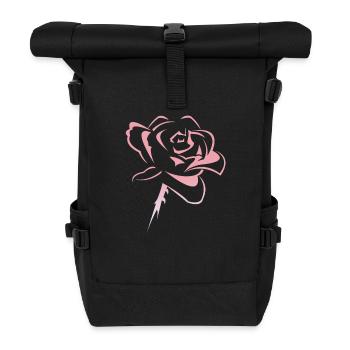 Fleur, rose - Sac à dos roll top - noir - Devant