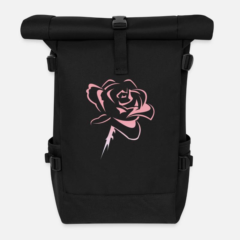 Blume,Rose - Rolltop Rucksack - Schwarz