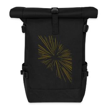 Abstract rays / gold / pattern / line - Roll Top Backpack - black - Front
