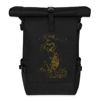 Goldenes Ammoniten-Muster - Rolltop Rucksack - Schwarz - Vorne
