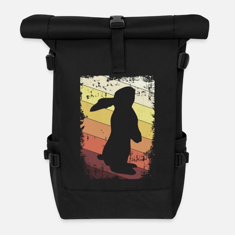 Hase Kaninchen - Rolltop Rucksack - Schwarz