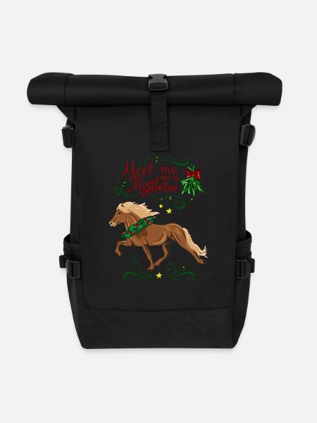 Meet me under the Mistletoe - Christmas Fuchs - Rolltop Rucksack - Schwarz