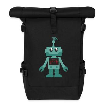 robot - Roll Top Backpack - black - Front