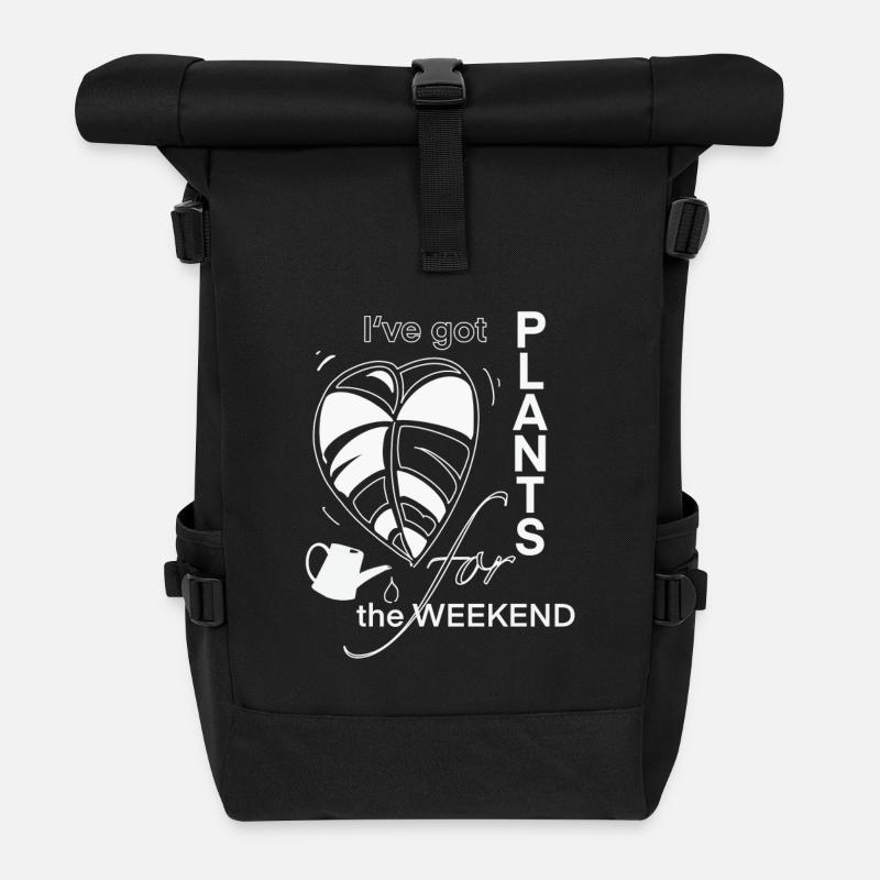 I've Got Plants for the weekend - Roll Top Backpack - black