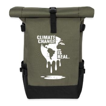 climate change is real white - Rolltop Rucksack - Olive/Schwarz - Vorne