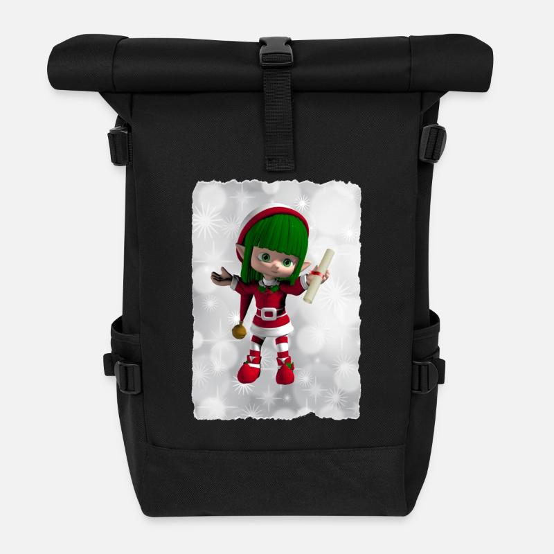 Grüner Elf - Rolltop Rucksack - Schwarz