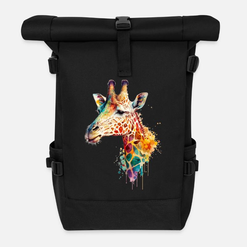 Girafe - Sac à dos roll top - noir