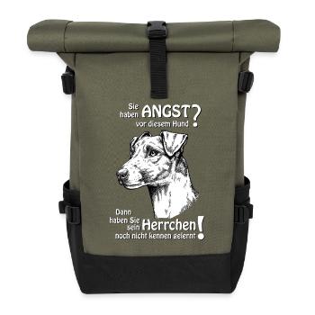 Angst vor Foxterrier? Herrchen - Rolltop Rucksack - Olive/Schwarz - Vorne