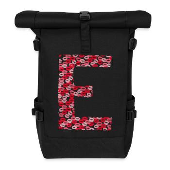 Letter E - tshirt kisses - Roll Top Backpack - black - Front