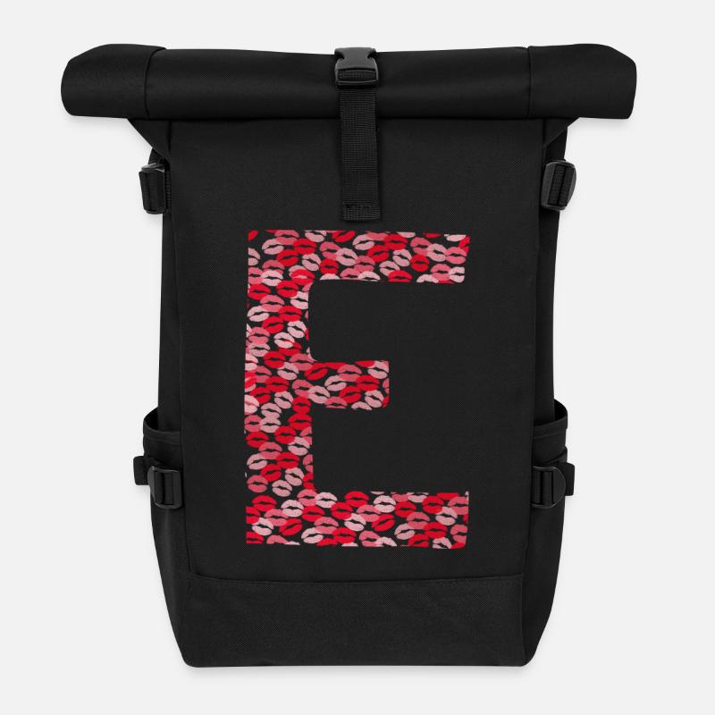 Buchstabe E - T-Shirt-Küsse - Rolltop Rucksack - Schwarz