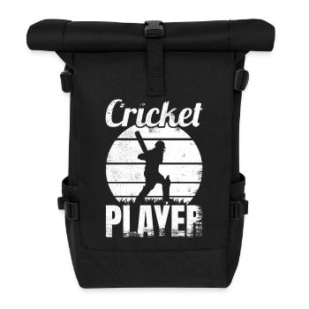 Lustiger Kricketspieler - Rolltop Rucksack - Schwarz - Vorne