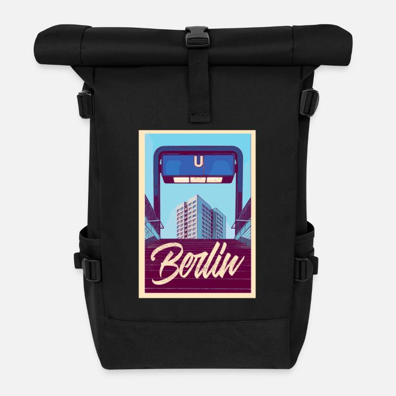 Berlin U-Bahn - Rolltop Rucksack - Schwarz