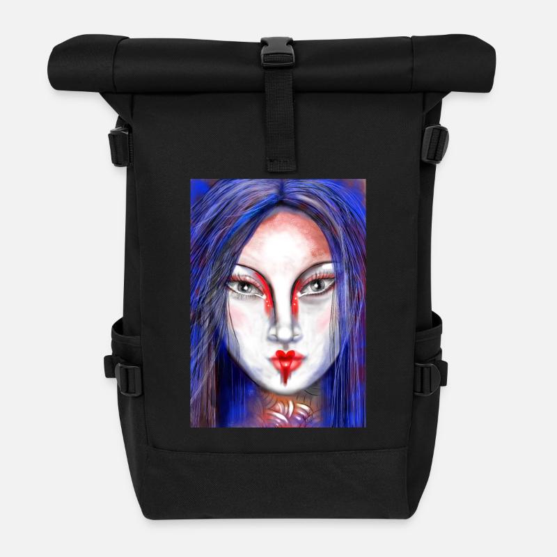 Farbkontrollierte Masken berührte Kunst - Rolltop Rucksack - Schwarz