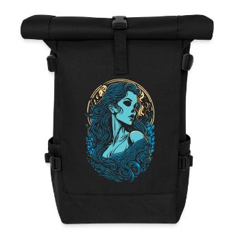 Gothic Girl mit Totenkopf und Blut - Rolltop Rucksack - Schwarz - Vorne