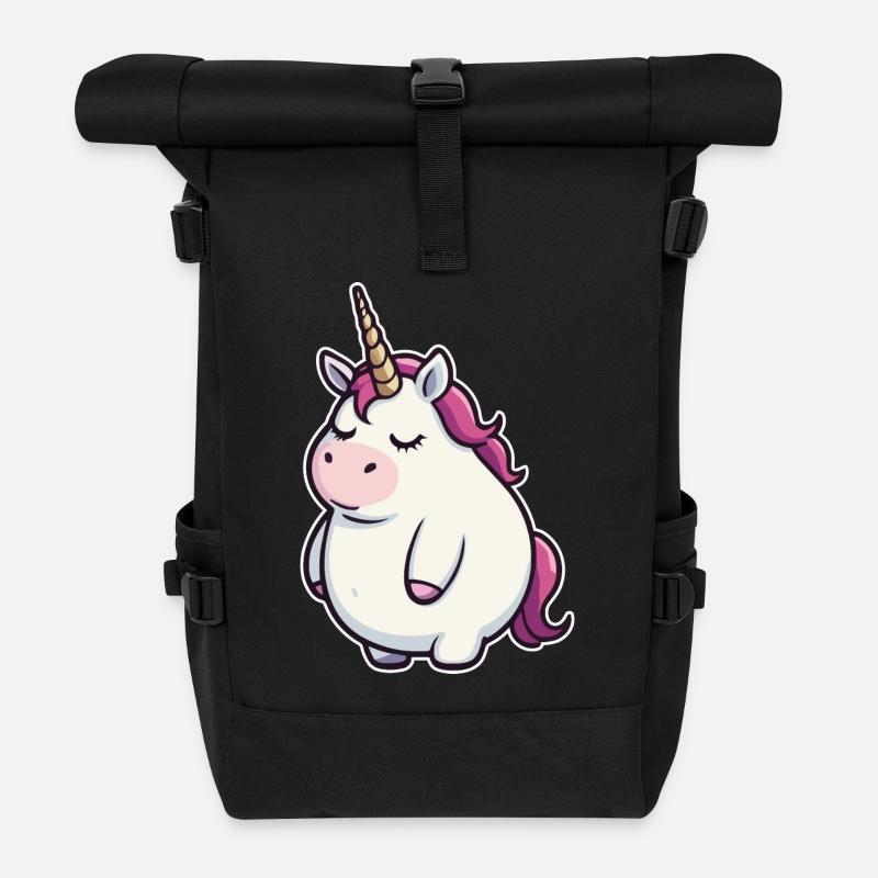 Witziges Einhorn - Rolltop Rucksack - Schwarz