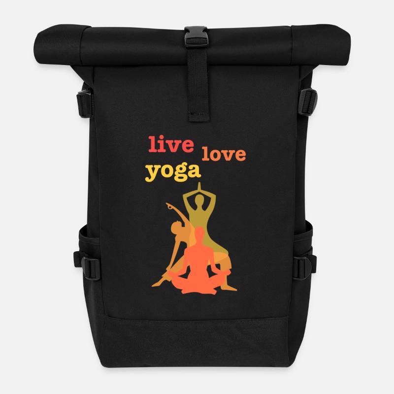 Live Love Yoga - Rolltop Rucksack - Schwarz