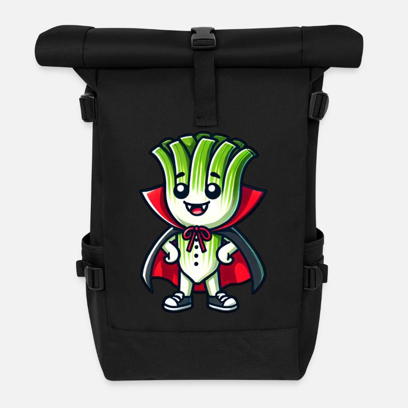 Süße Halloween Lauchstange Vampir Comic Grün - Rolltop Rucksack - Schwarz