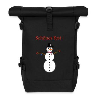 Schneemann schönes Fest - Rolltop Rucksack - Schwarz - Vorne