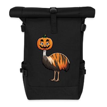 Halloween Oiseau Autruche Emu Citrouille Drôle Fantaisiste - Sac à dos roll top - noir - Devant
