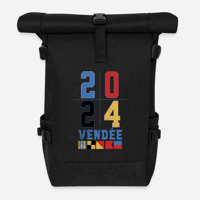 Design régate globe Année 2024 Vendée  - Sac à dos roll top - noir